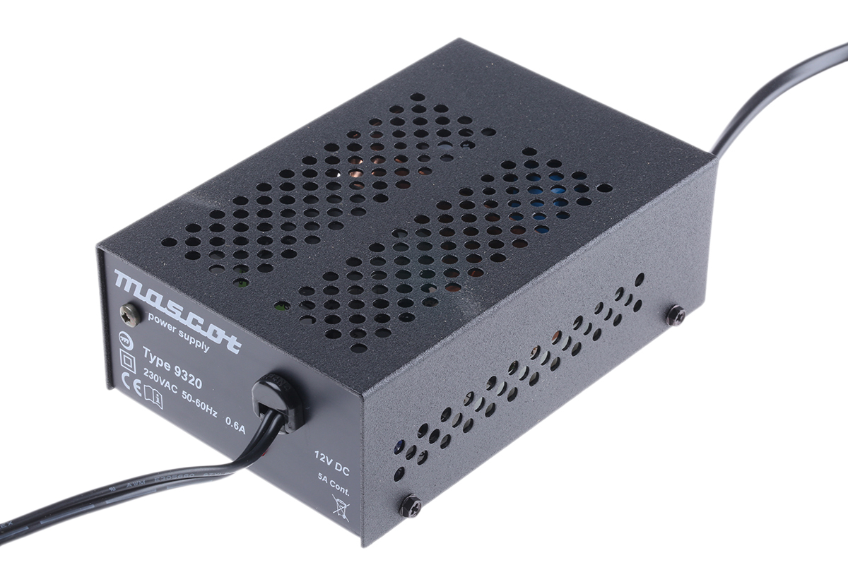 Mascot 70W Power Brick AC/DC Adapter 12V dc Output, 5A Output