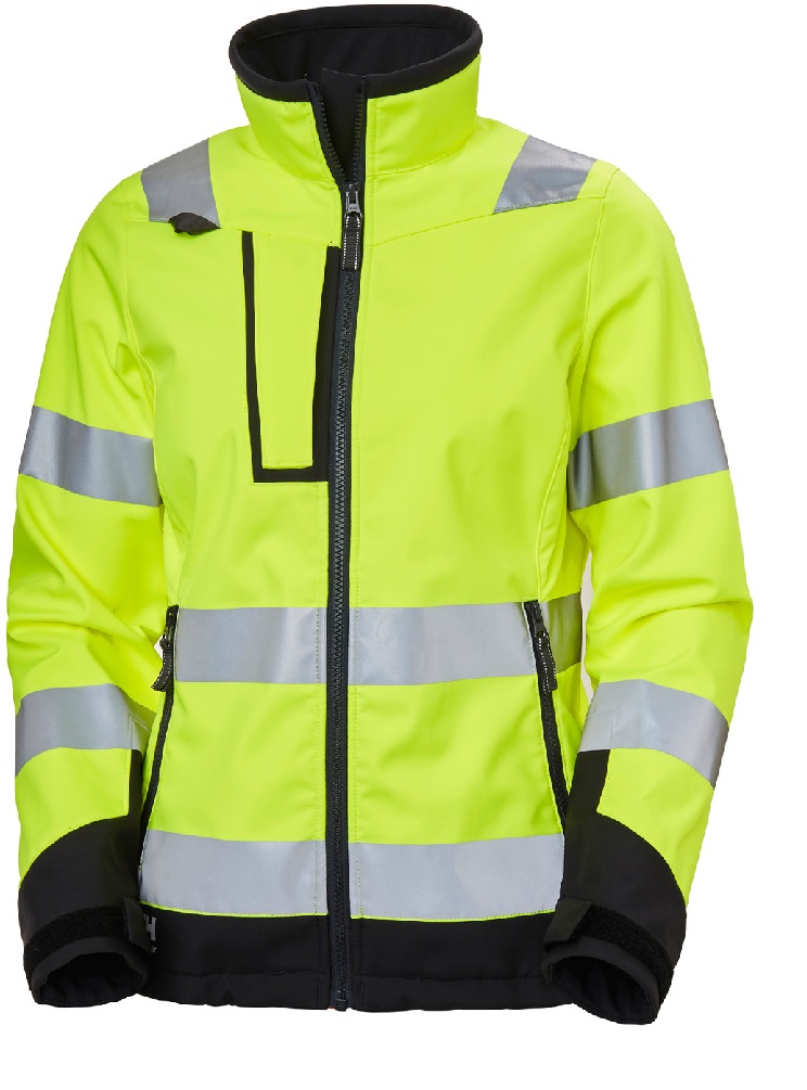 Helly Hansen Black/Green/White/Yellow Unisex Hi Vis Softshell Jacket, XS