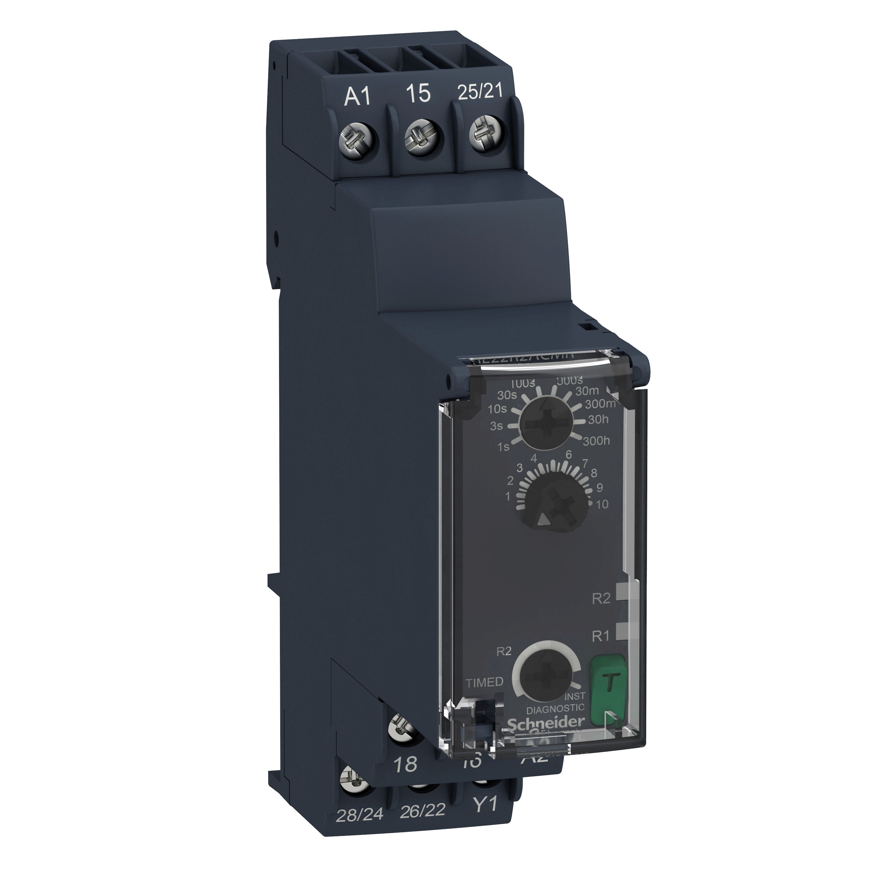Schneider Electric Harmony Time Series DIN Rail Mount Timer Relay, 24 → 240V ac/dc, 2-Contact, 0.05 → 1s,