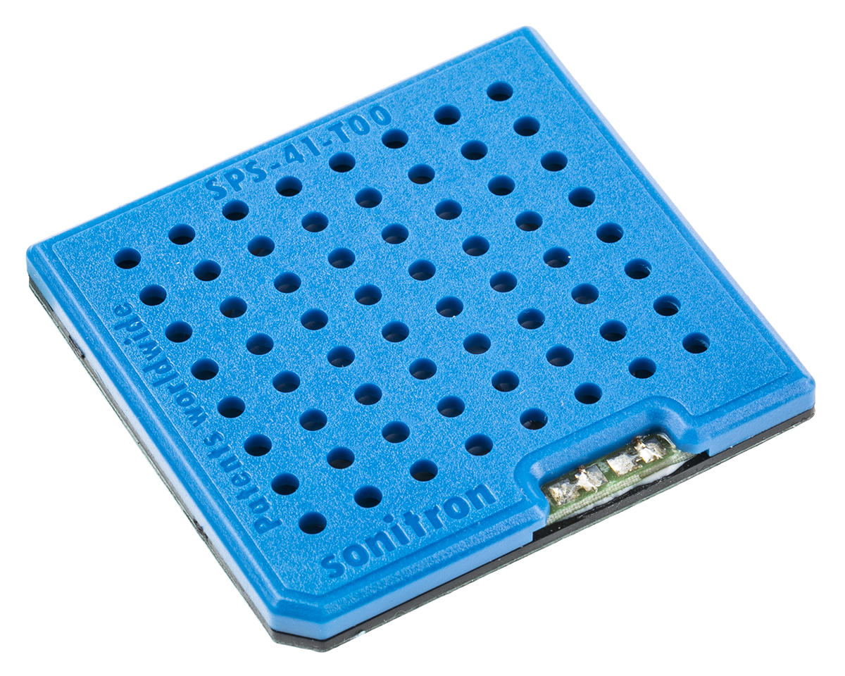 Sonitron Piezoelectric Miniature Speaker, 90dB, 450 Hz → 20 kHz, 880nF, 43.5 x 41 x 4.5mm