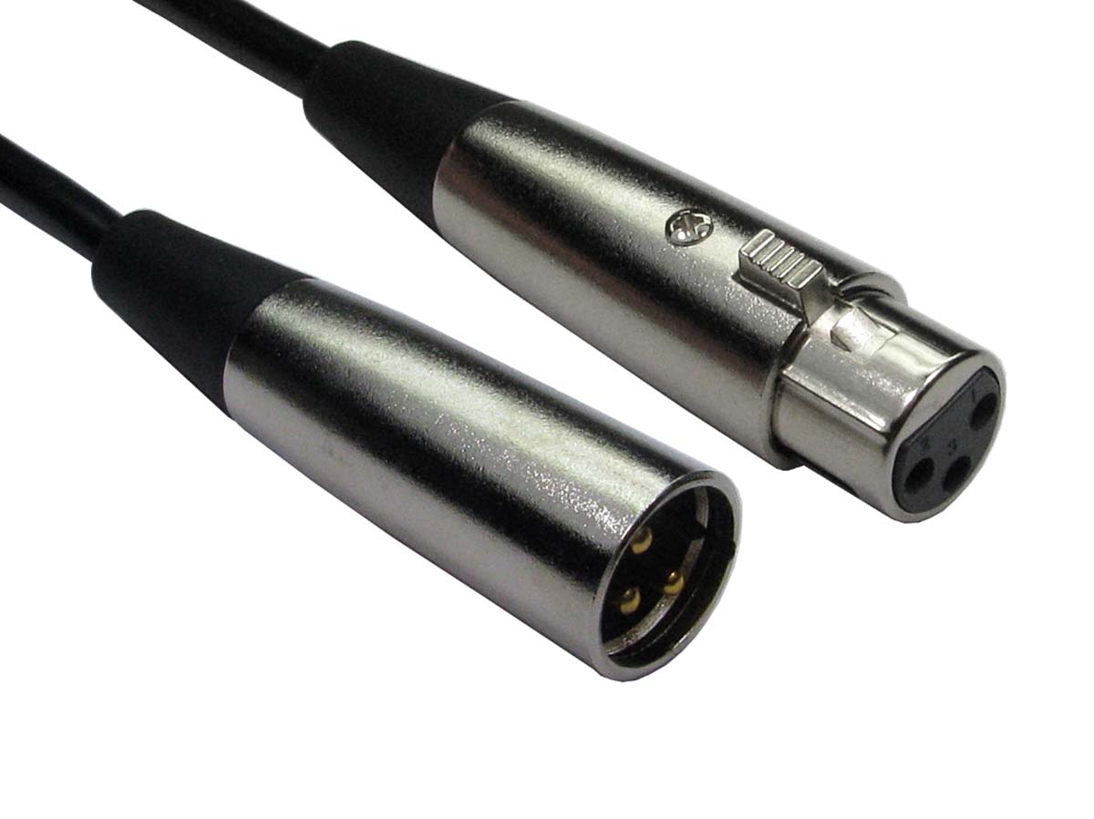 RS PRO Male 3 Pin XLR to Female 3 Pin XLR  Cable, Black, 10m