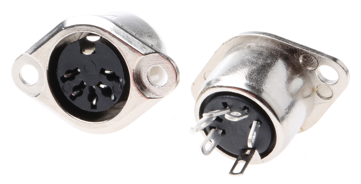 RS PRO 5 Pole Din Socket, 1A, 100 V ac, Push Lock, Female, Chassis Mount