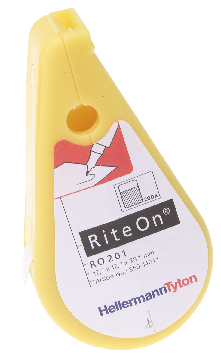 HellermannTyton RiteOn Self Laminating Cable Marker Kit, White, 4 → 8.1mm Cable, 550-14011