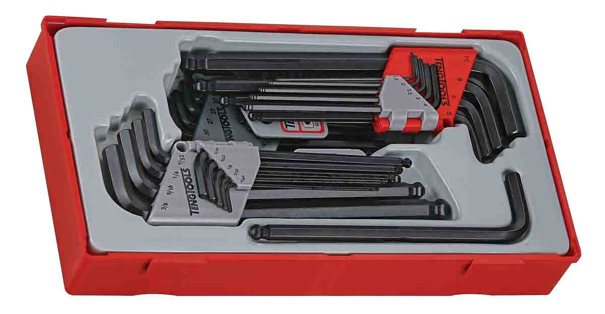 Teng Tools 28 piece L Shape Imperial, Metric Hex Key Set, 1.5 → 10 mm, 3/16 → 3/8"
