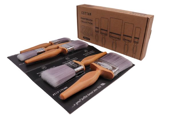 Cottam 25.4 mm, 50.8 mm, 76.2 mm Synthetic Paint Brush Set with Flat Bristles