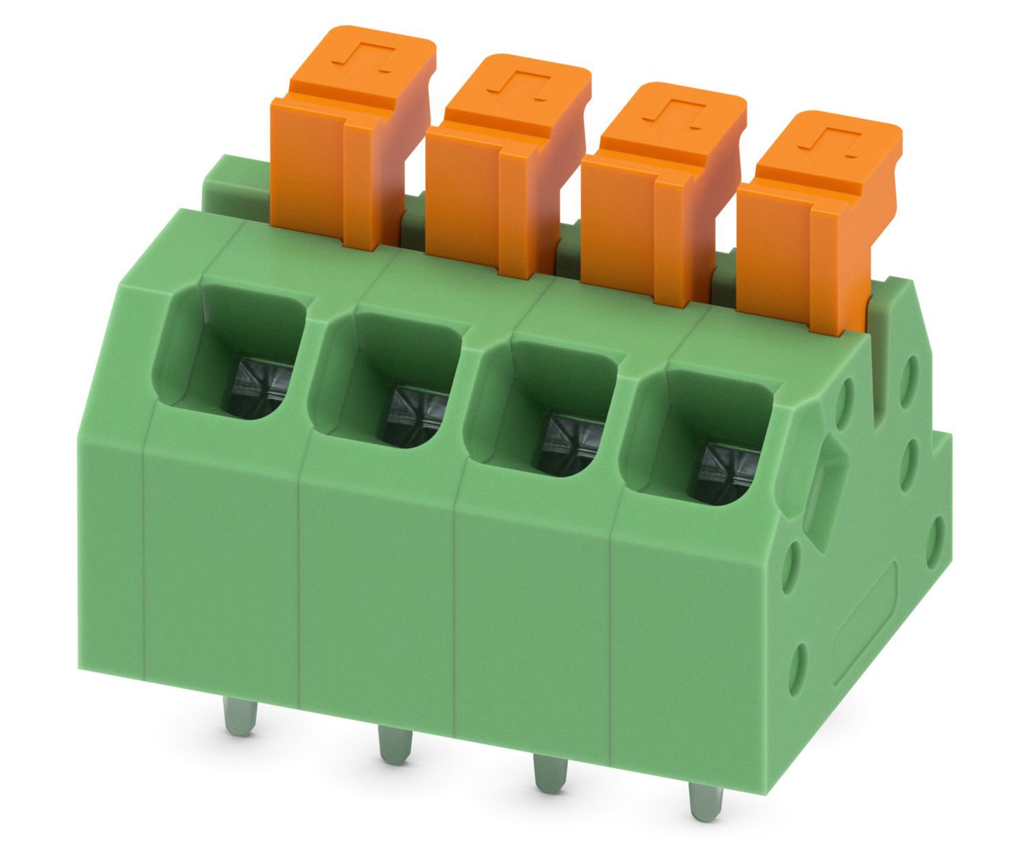 Phoenix Contact SPTAF 1/ 4-3.5-LL Series PCB Terminal Block, 4-Contact, 3.5mm Pitch, Through Hole Mount, 2-Row