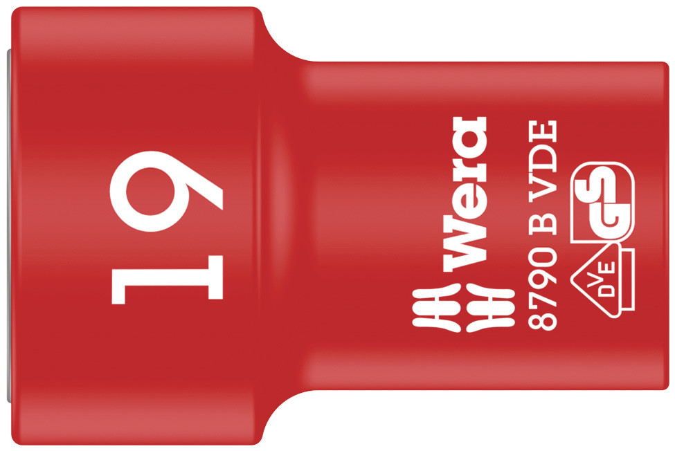 Wera 3/8 in Drive 19mm Insulated Standard Socket, 6 point, VDE/1000V, 46 mm Overall Length