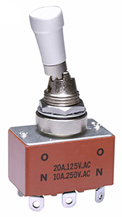 NKK Switches Toggle Switch, Panel Mount, On-On, DPDT, Solder Terminal, 30 V dc, 250V ac