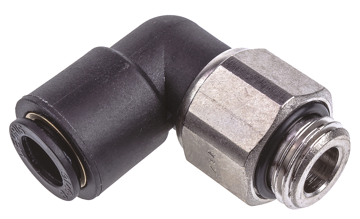 Legris LF3000 Series Elbow Threaded Adaptor, G 1/4 Male to Push In 8 mm, Threaded-to-Tube Connection Style