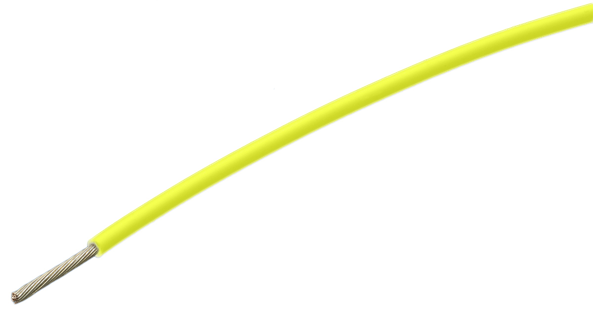 TE Connectivity FlexLite Series Yellow 0.25 mm² Hook Up Wire, 23 AWG, 19/0.13 mm, 100m, ETFE Insulation,