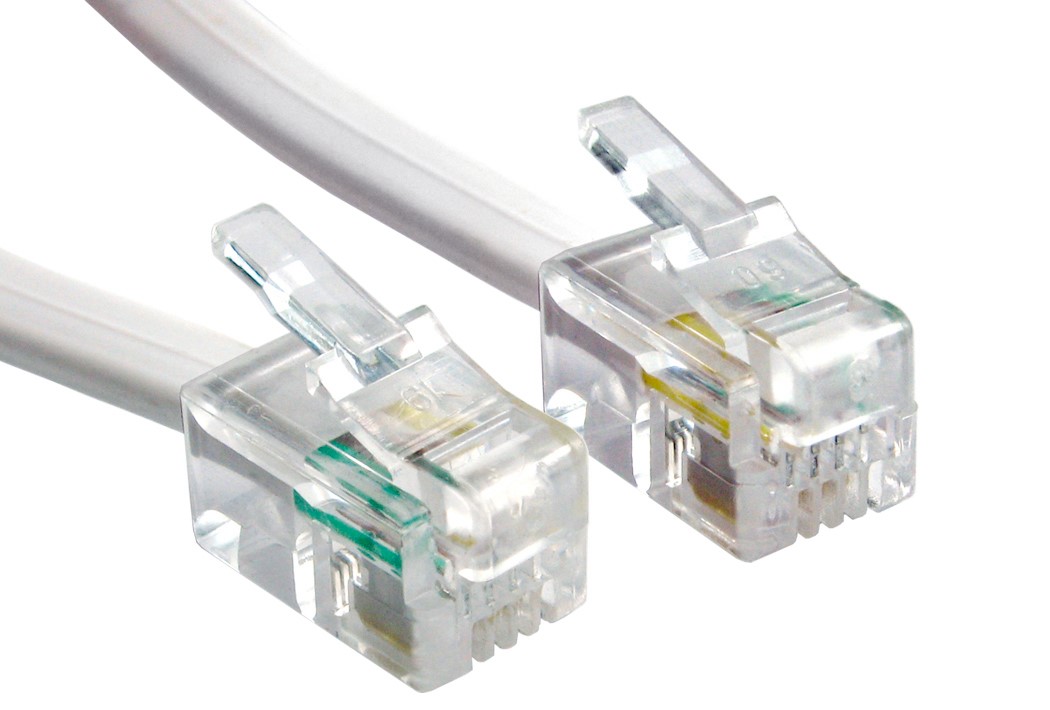RS PRO Male RJ10 to Male RJ10 Telephone Cable, 5/0.10, White Sheath, 2m