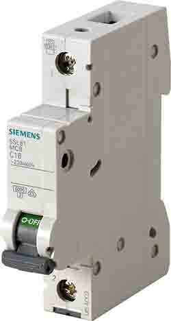 Siemens SENTRON 5SL6 MCB, 1P, 8A Curve C, 400V AC, 72V DC