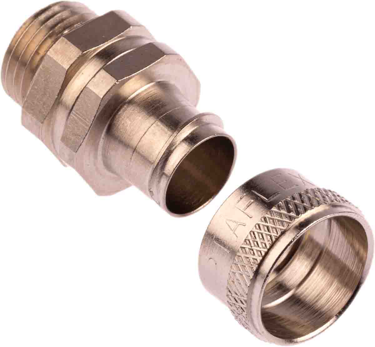 Adaptaflex Swivel, Conduit Fitting, 16mm Nominal Size, M16, Brass, Silver IP54 rating