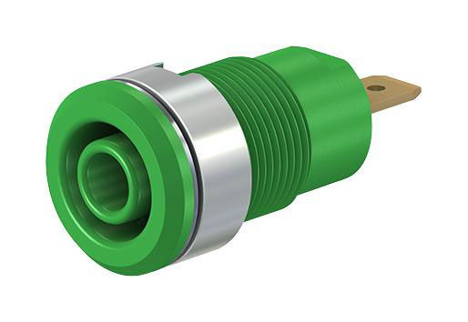 Staubli Green Female Banana Socket, 4 mm Connector, Tab Termination, 24A, 1000V, Gold Plating