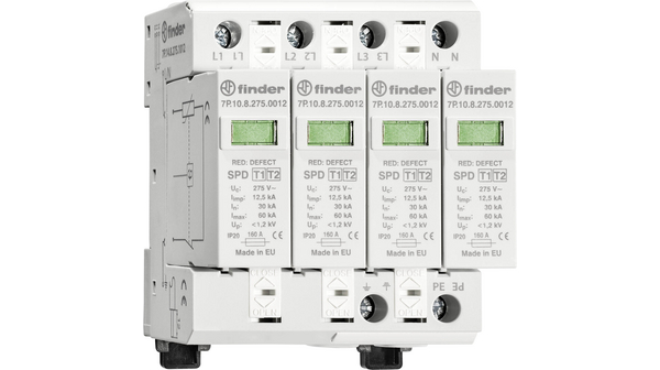 Finder, 7P Surge Protection Device 275 V Maximum Voltage Rating 60kA Maximum Surge Current Surge Protection