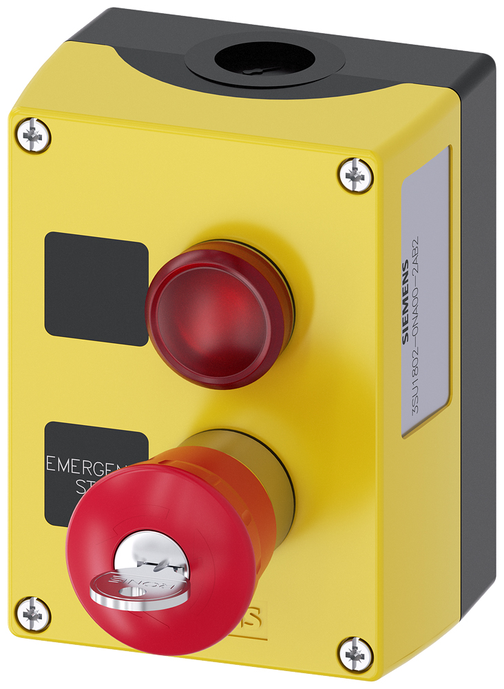 Siemens SIRIUS ACT 3SU18 Series Key Release Emergency Stop Push Button, Surface Mount, SPDT, IP66, IP67, IP69