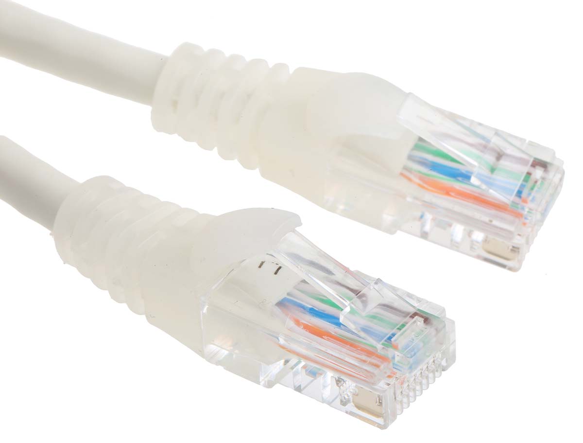 RS PRO, 3m Cat5e, White RJ45 to Male RJ45 Male, U/UTP Unshielded, Terminated PVC Sheath