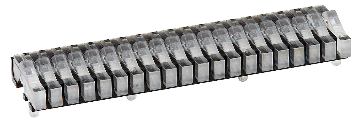 1278.1020 MENTOR, PCB Mounted 20-Way Right Angle LED Light Pipe, Clear Rectangle Lens