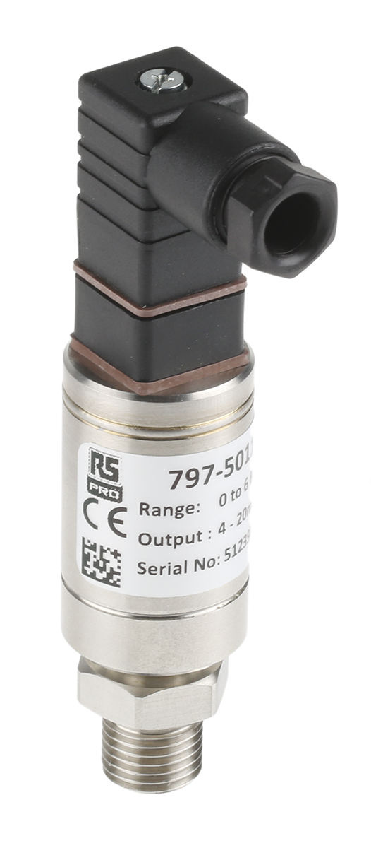 RS PRO Pressure Sensor, 0bar Min, 6bar Max, Current Output, Relative Reading
