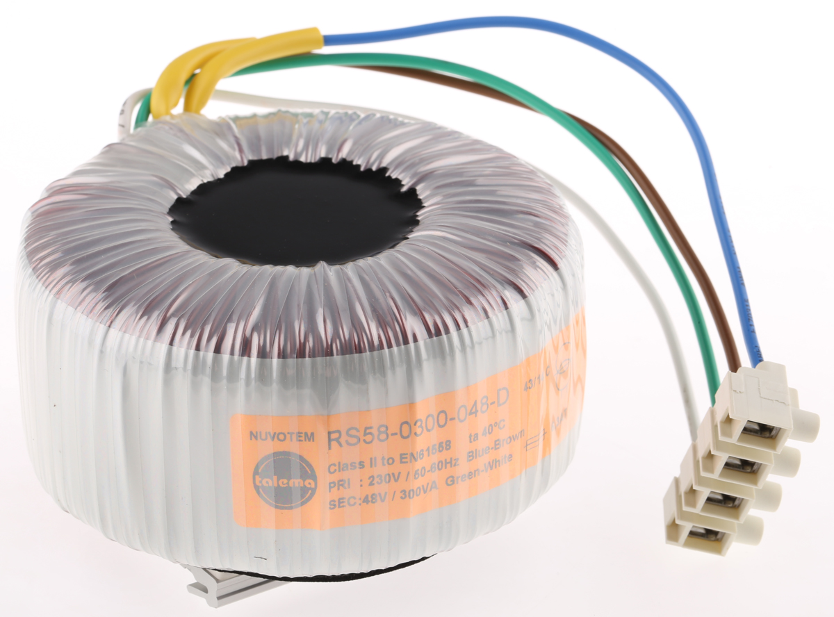 Nuvotem Talema 230V ac, 48V ac Toroidal Transformer, 300VA 1 Output