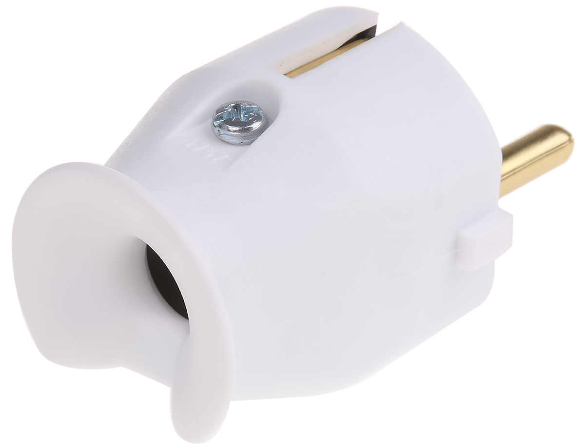 Kopp French / German Mains Plug, 16A White, Cable Mount Polymer, 250 V