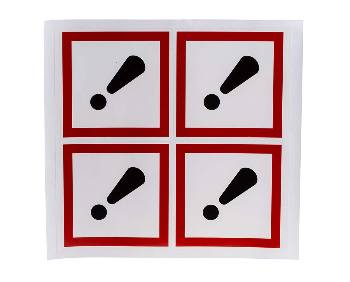 RS PRO White Gloss Polymeric Vinyl Safety Labels, GHS Irritant-Text 100 mm x 100mm