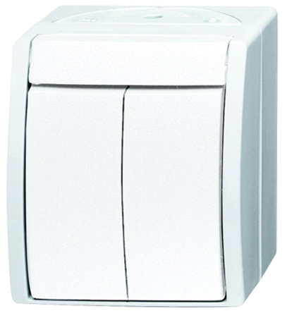 Busch Jaeger - ABB Rocker Light Switch, 1 Way, 2 Gang