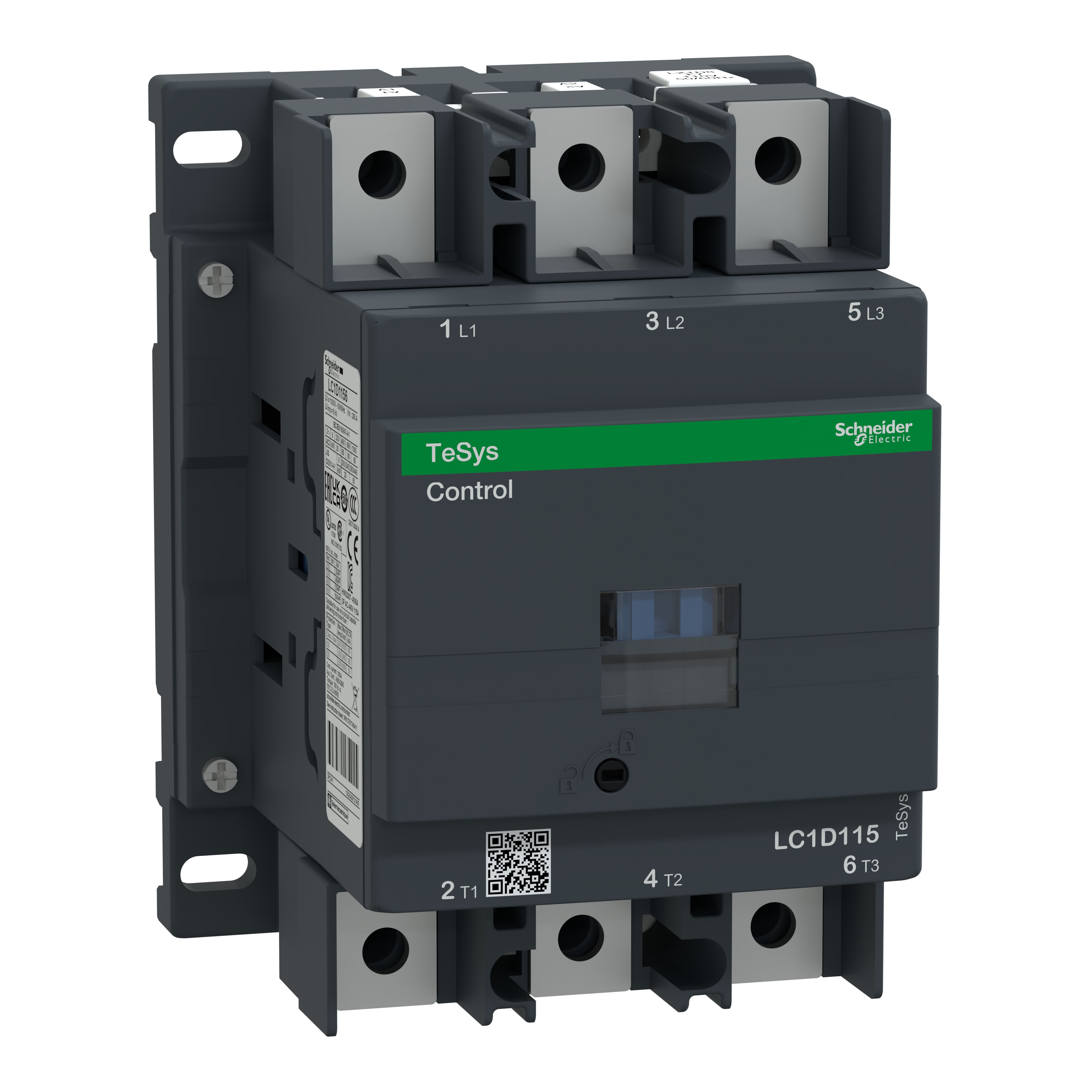 Schneider Electric TeSys D LC1D Contactor, 220 V ac Coil, 3-Pole, 115 A, 3NO, 1 kV ac, 690 V dc