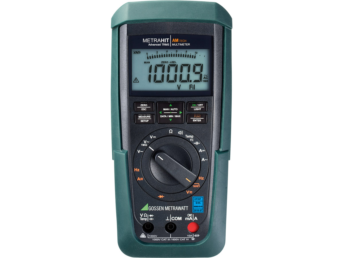 Gossen Metrawatt METRAHIT AM TECH Handheld Digital Multimeter, True RMS, 10A ac Max, 10A dc Max, 1000V ac Max