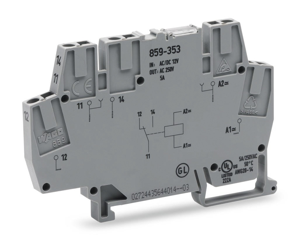 WAGO 859 Series Interface Relay, DIN Rail Mount, 24V ac/dc Coil, SPDT, 5A Load