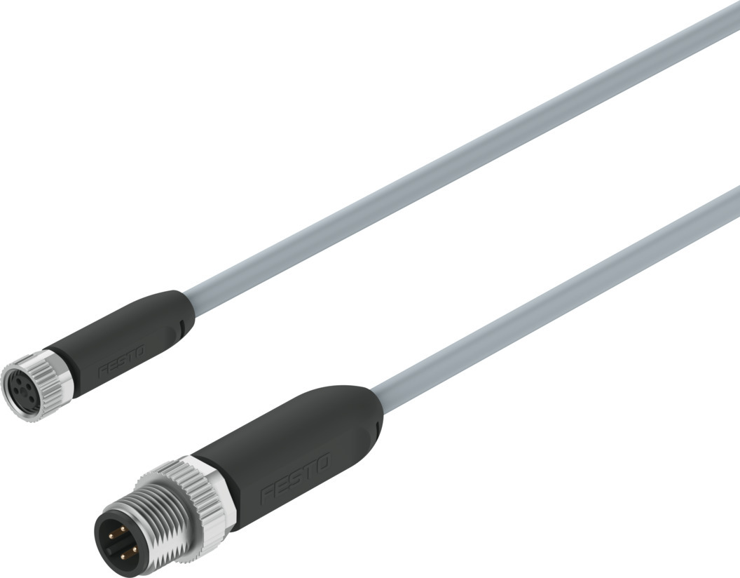 Festo Male 4 way Socket to Female 4 way Plug Actuator/Sensor Cable, 2.5 m