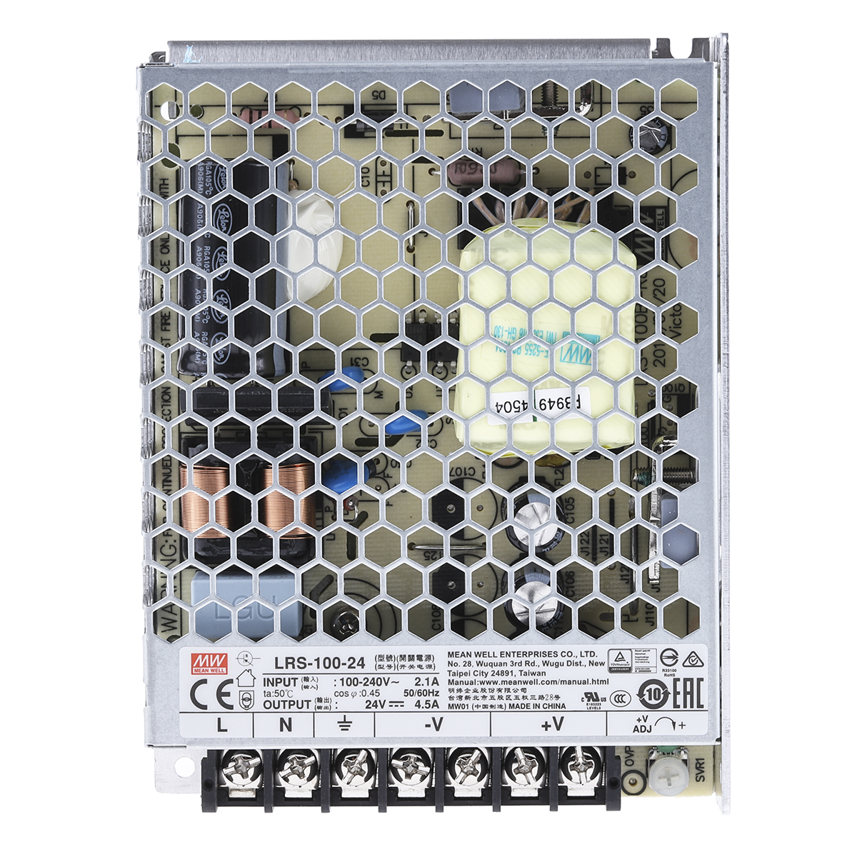 MEAN WELL Switching Power Supply, LRS-100-24, 24V dc, 4.5A, 108W, 1 Output, 120 → 373 V dc, 85 → 264 V ac