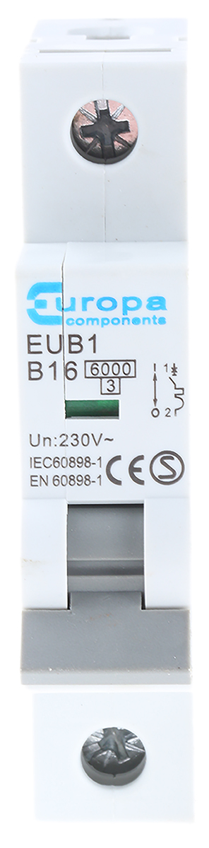 Europa EUB1 EUB MCB, 1P, 16A Curve B, 230V AC