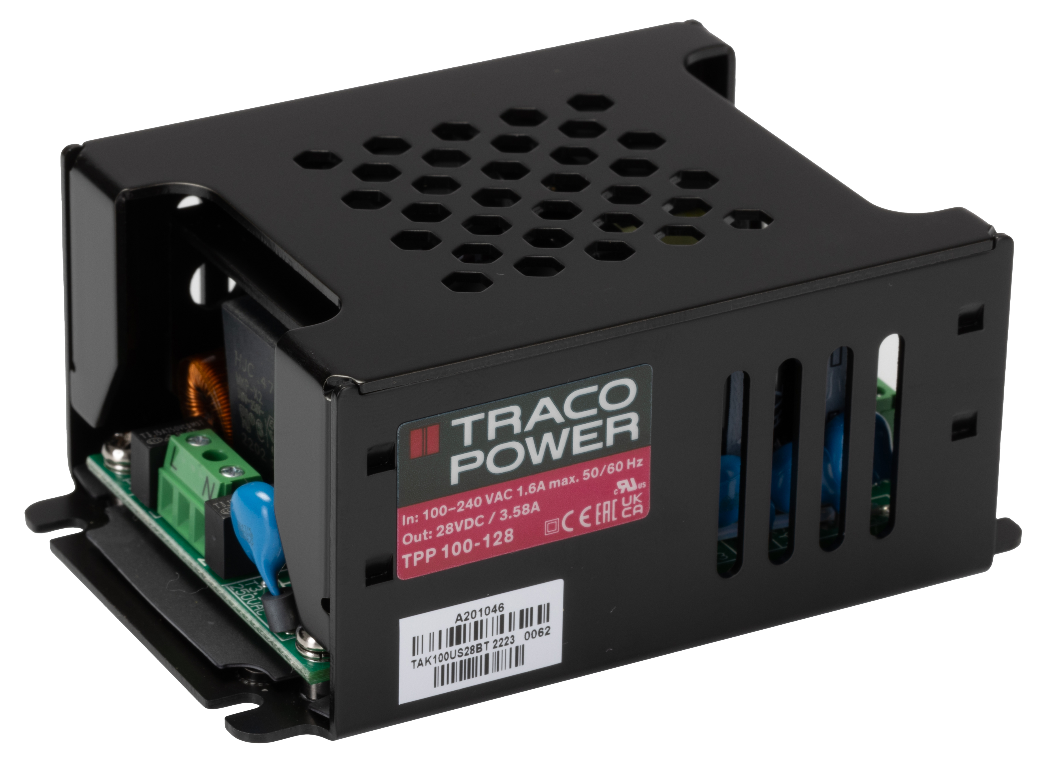 TRACOPOWER Switching Power Supply, TPP 100-128, 28V dc, 3.58A, 100W, 1 Output, 85 → 264 V ac, 120 → 370V