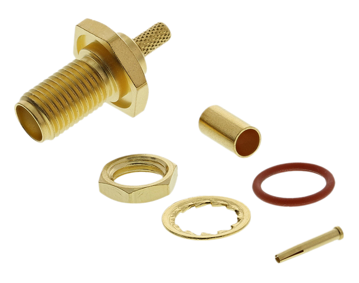 Telegartner, Jack Panel Mount SMA Connector, 50Ω, Crimp Termination, Straight Body