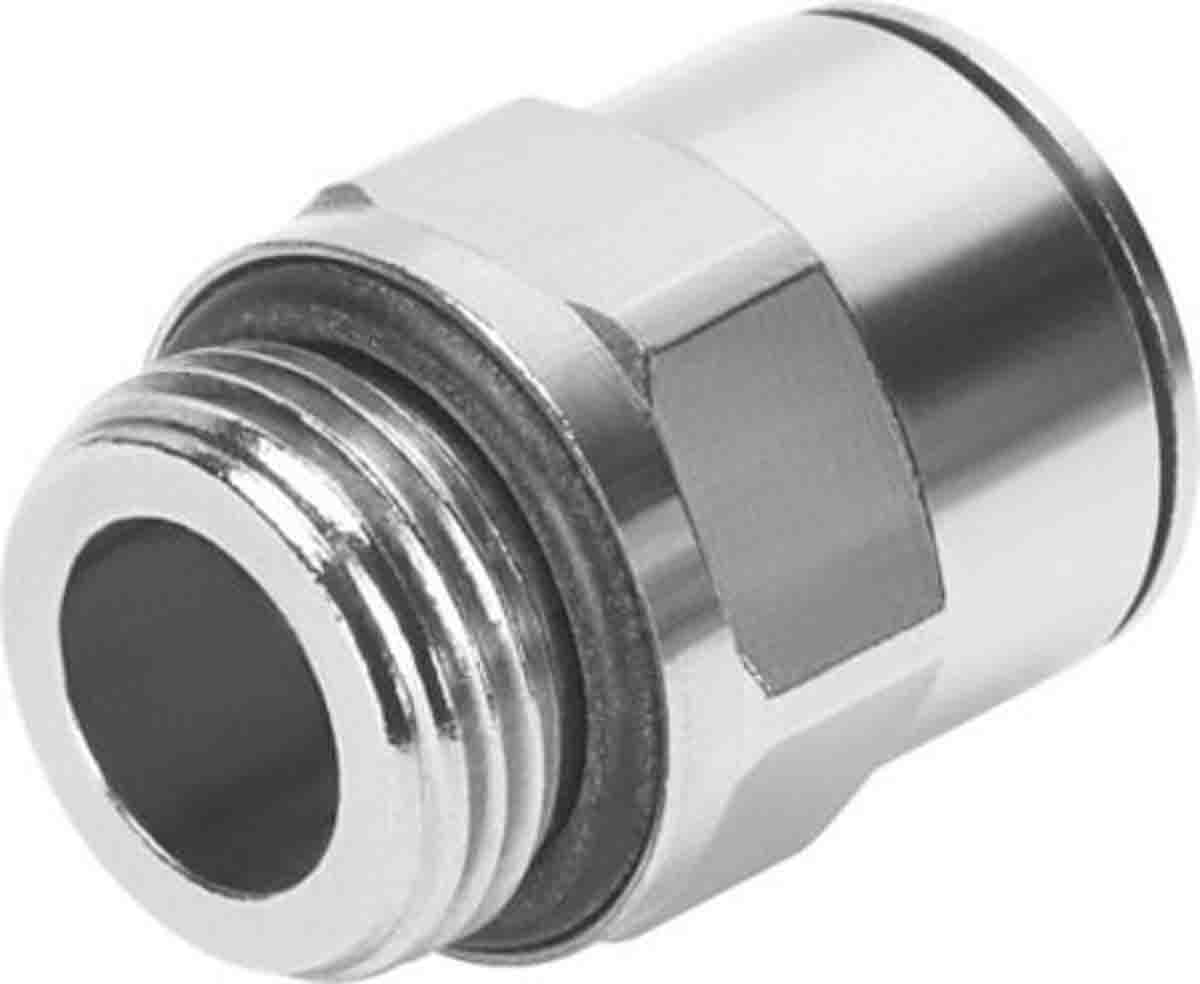 Festo Straight Threaded Adaptor, G 3/8 Male to Push In 8 mm, Threaded-to-Tube Connection Style, 558668