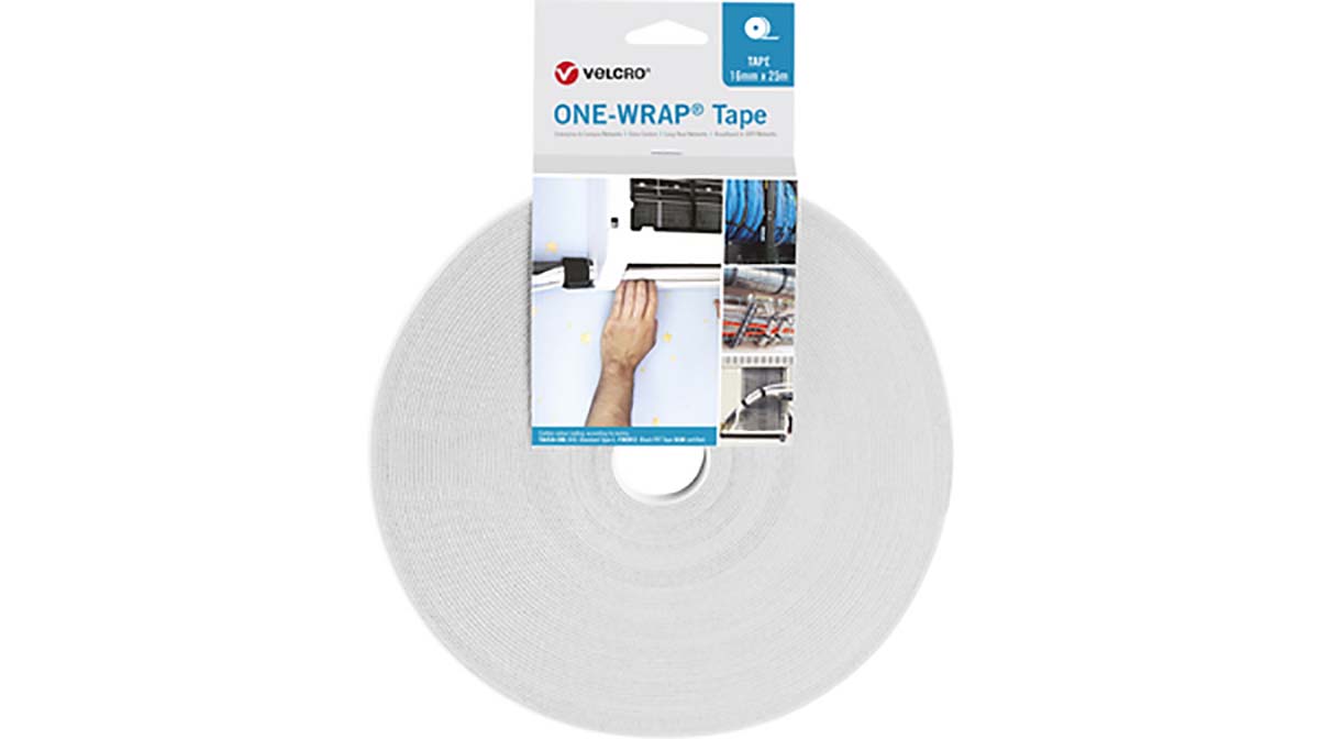 VELCRO® White Hook & Loop Tape, 16mm x 25m