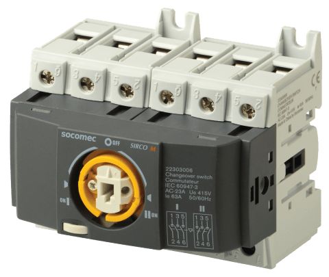 Socomec 3P Pole Isolator Switch - 63A Maximum Current, 28.4kW Power Rating, IP20