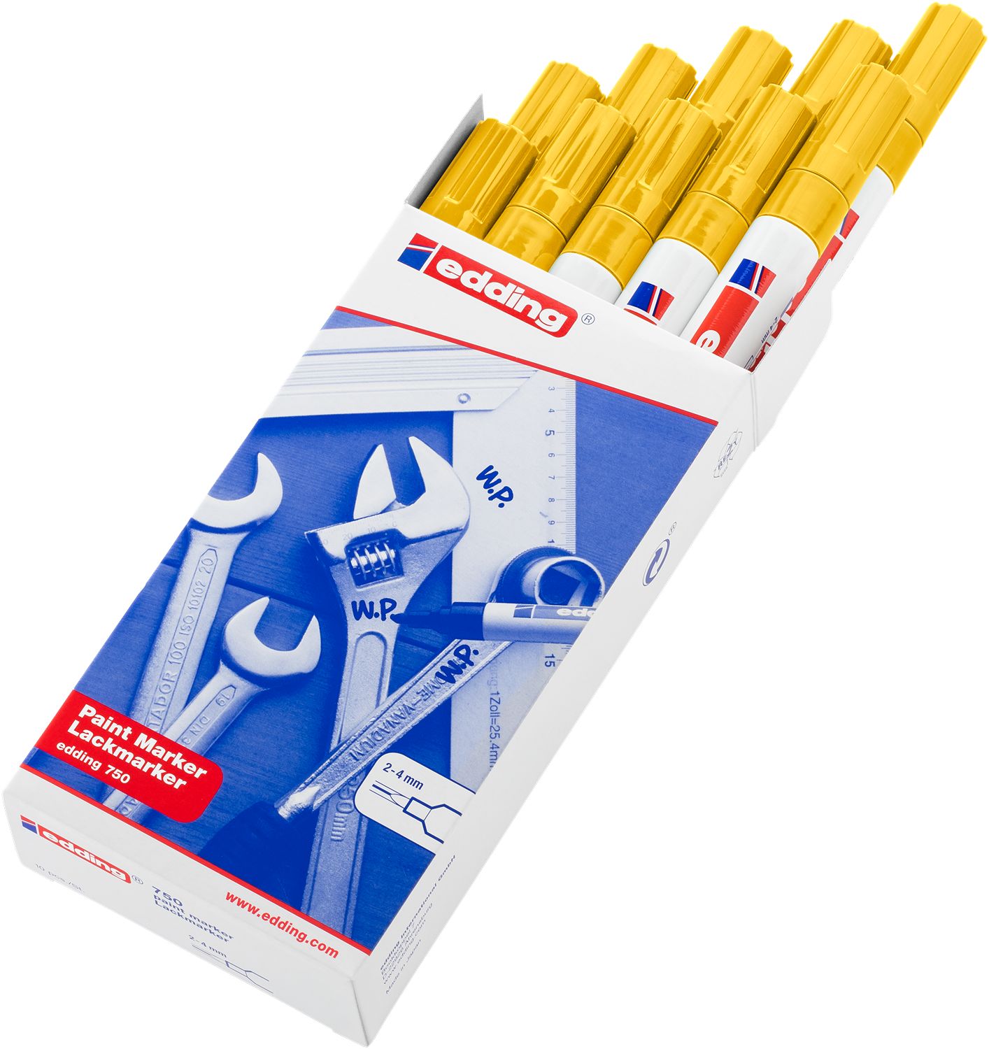 Edding Yellow 2 → 4mm Medium Tip Paint Marker Pen for use with Glass, Metal, Plastic, Wood