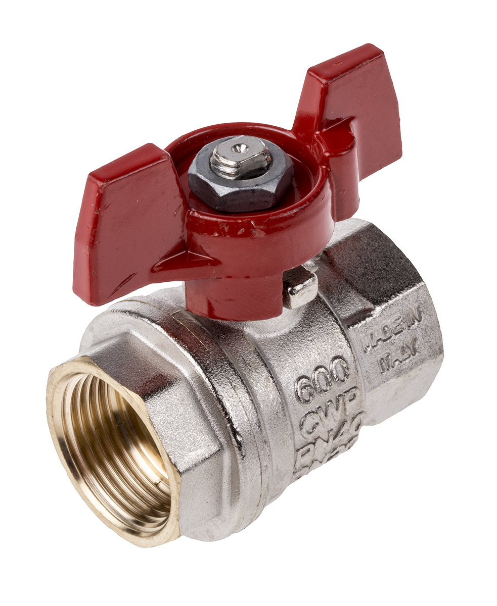 RS PRO Brass Full Bore, 2 Way, Ball Valve, Threaded, BSPP 3/4in, 40 → 30bar Operating Pressure