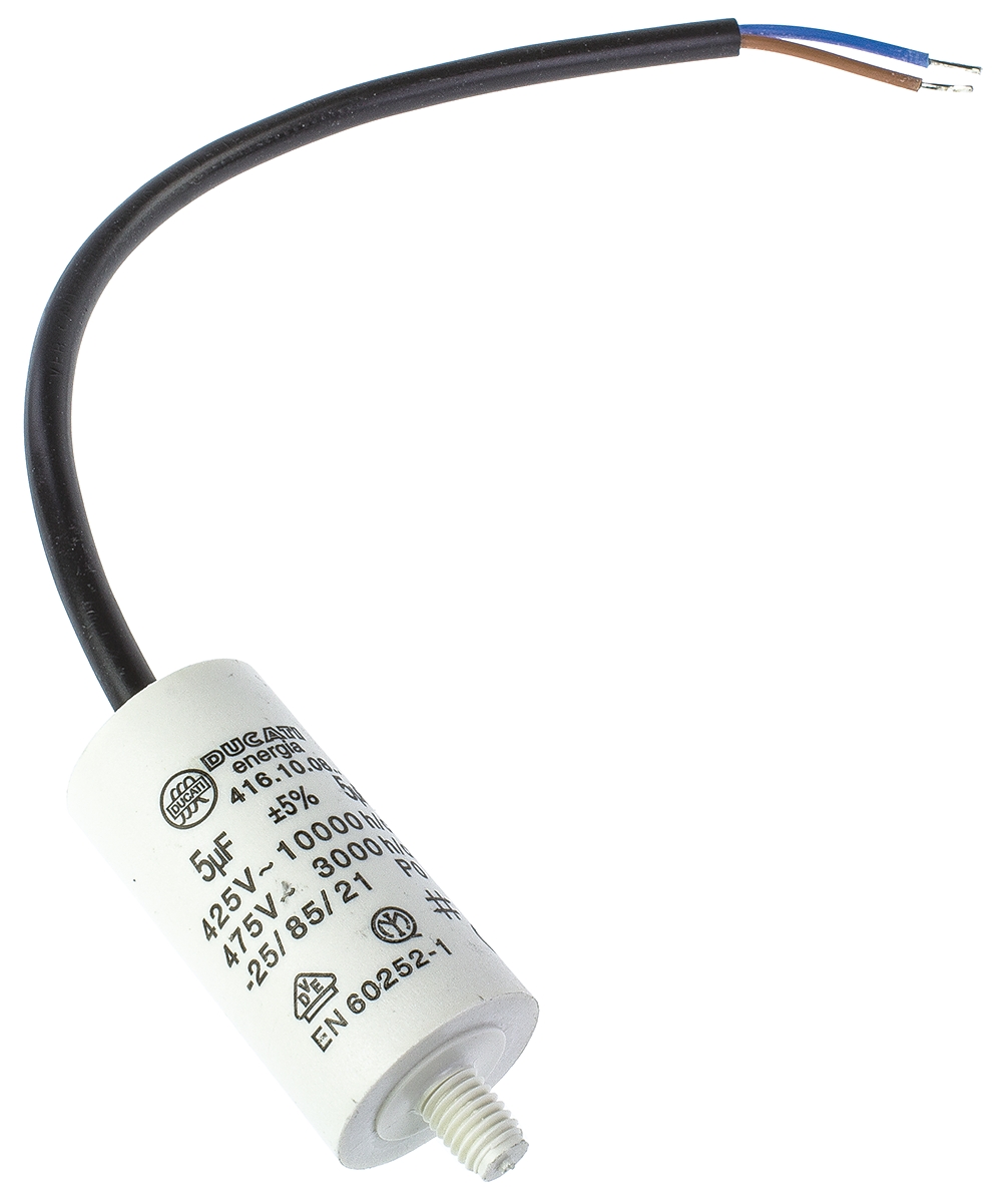 Ducati Energia 4.16.10 Polypropylene Film Capacitor, 400 → 500V ac, ±5%, 5μF, Stud Mount