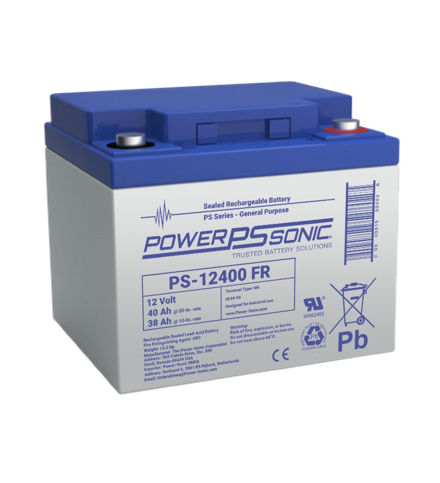 Power Sonic 12V M6 Sealed Lead Acid Battery, 40Ah