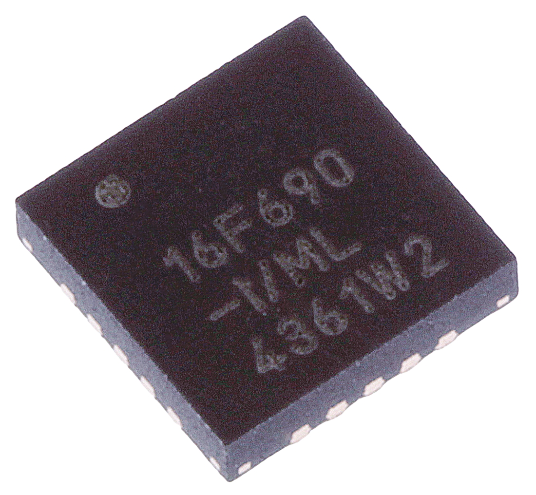 Microchip PIC16F690-I/ML, 8 bit PIC, PIC16F690 Microcontroller, 48 MHz, 7kB FLASH, 20-Pin QFN