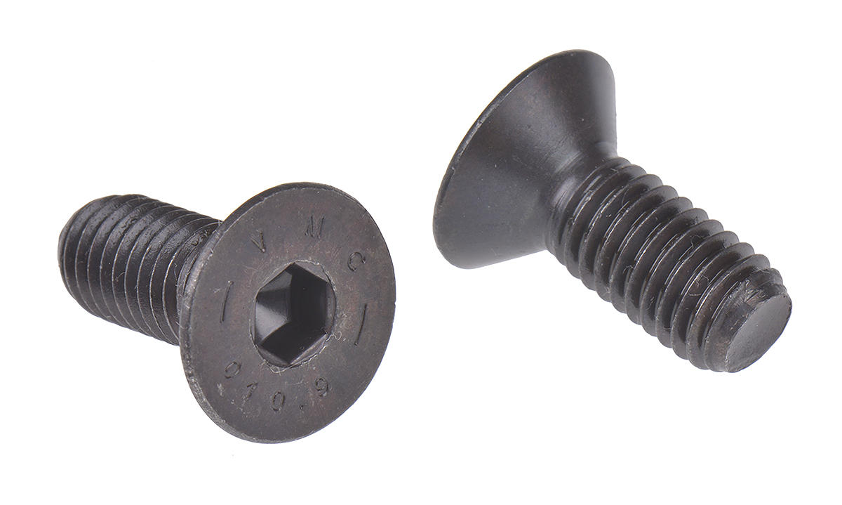 RS PRO Black, Self-Colour Steel Hex Socket Countersunk Screw, DIN 7991, M8 x 20mm