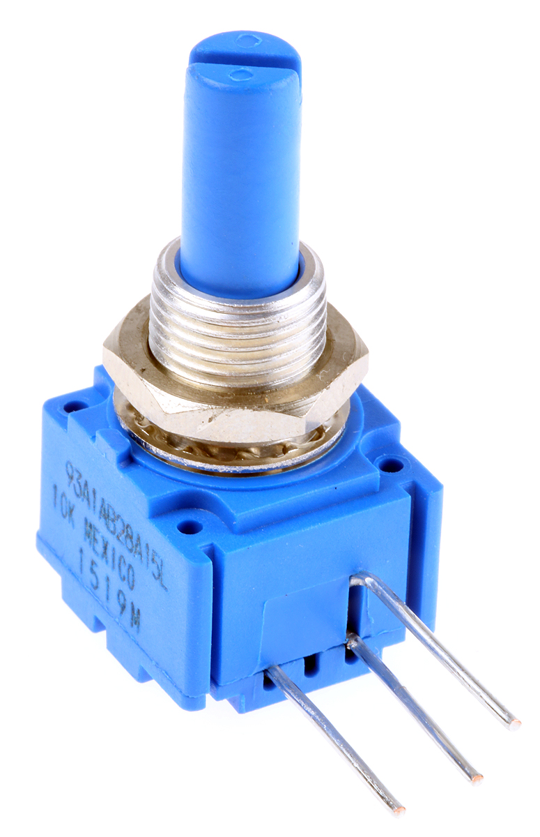 Bourns 93 10kΩ Rotary Potentiometer 1-Gang Panel Mount, 93A1A-B28-A15L