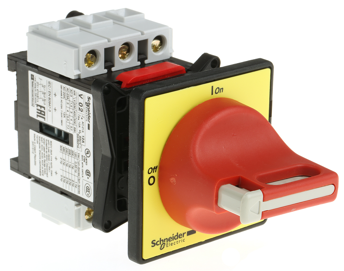 Schneider Electric 3P Pole Panel Mount Isolator Switch - 12A Maximum Current, 7.5kW Power Rating, IP20, IP65