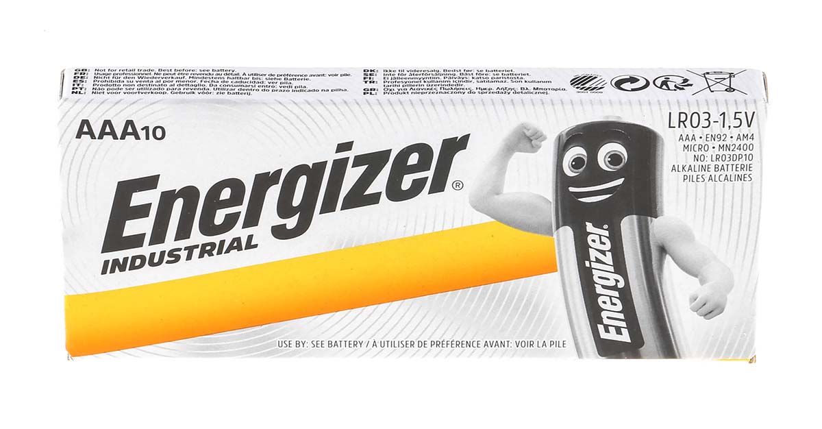 Energizer Industrial Alkaline AAA Batteries 1.5V