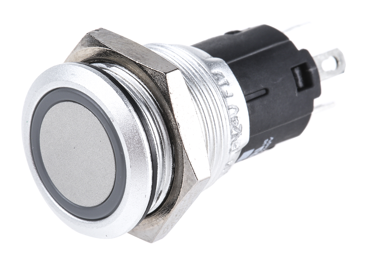 EAO 82 Series Illuminated Push Button Switch, Momentary, Panel Mount, 16mm Cutout, SPDT, Green LED, 250V, IP65, IP67