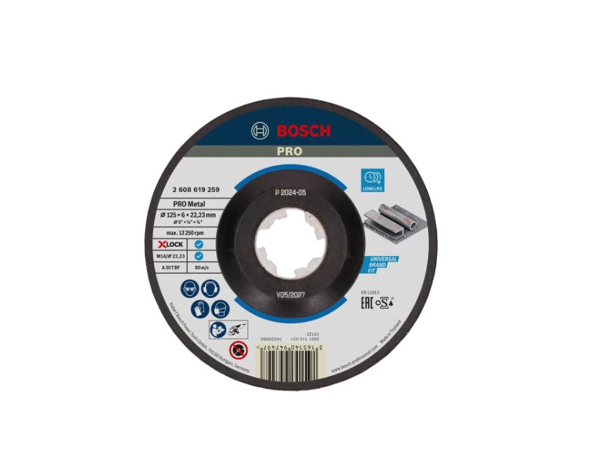 Bosch XLOCK Aluminium Oxide Cutting Disc, 125mm x 6mm Thick