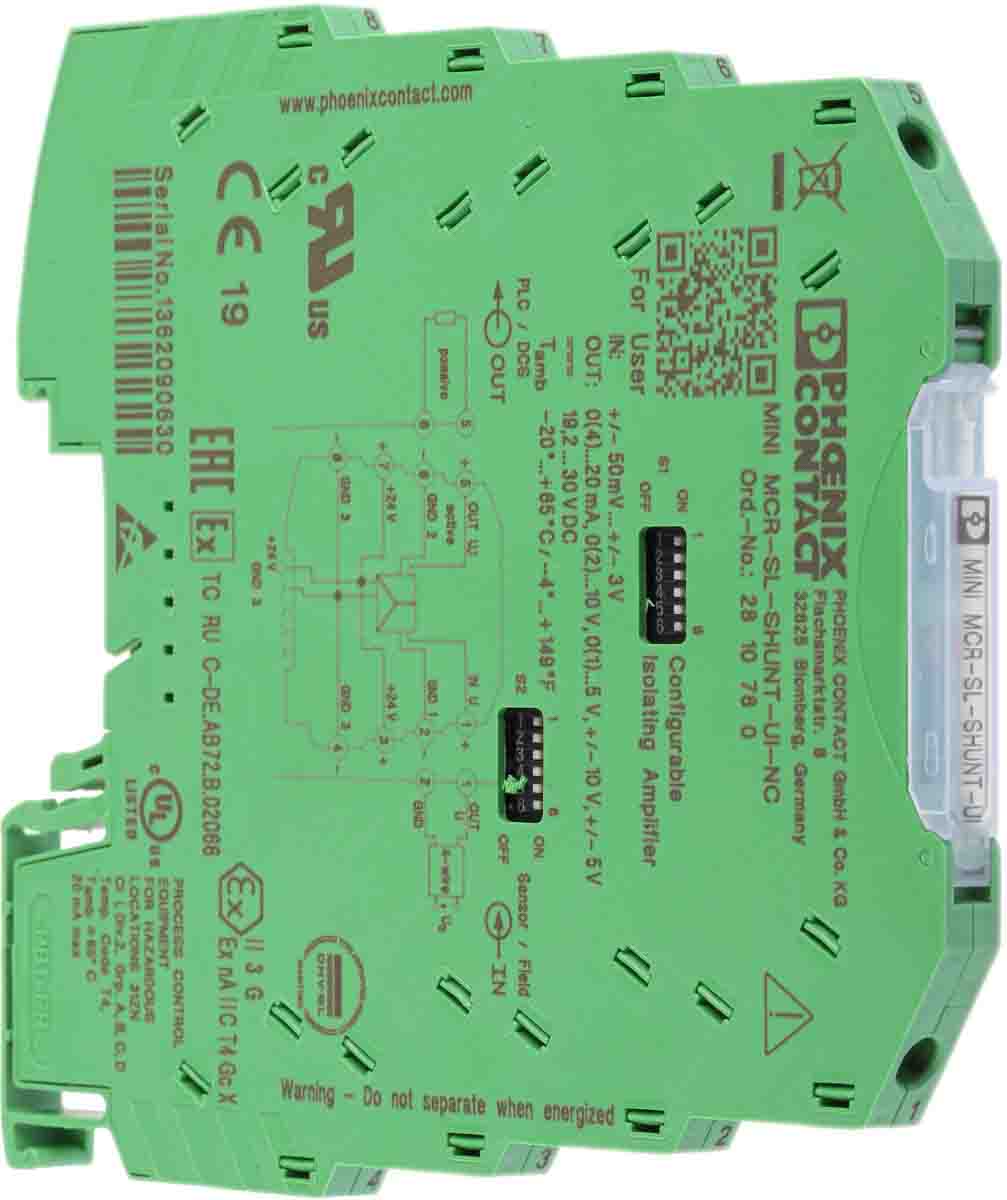Phoenix Contact MACX Series Signal Conditioner, Voltage Input, Current, Voltage Output, 19.2 → 30V dc Supply